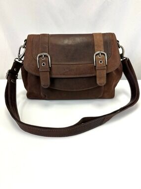 Adrian Klis brown leather satchel x cross body handbag purse Heritagecore